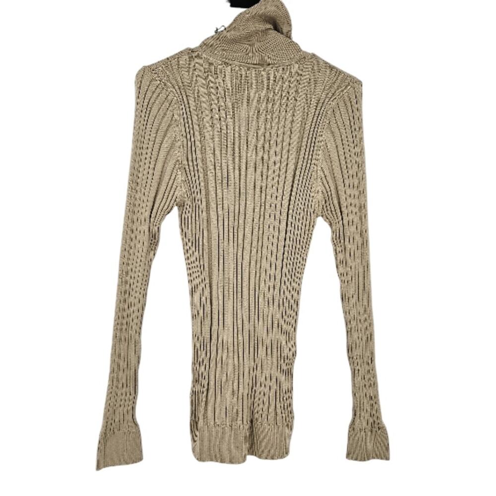 Ron Tomson Roll Neck Ribbed Men's Sweater Beige Stretch Pullover NWT Size L - Picture 10 of 10